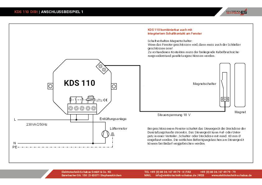 Schabus Kabel-Abluftsteuerung KDS110 1150 W Weiß Zulassungen (Abluftsteuerung): DIBt