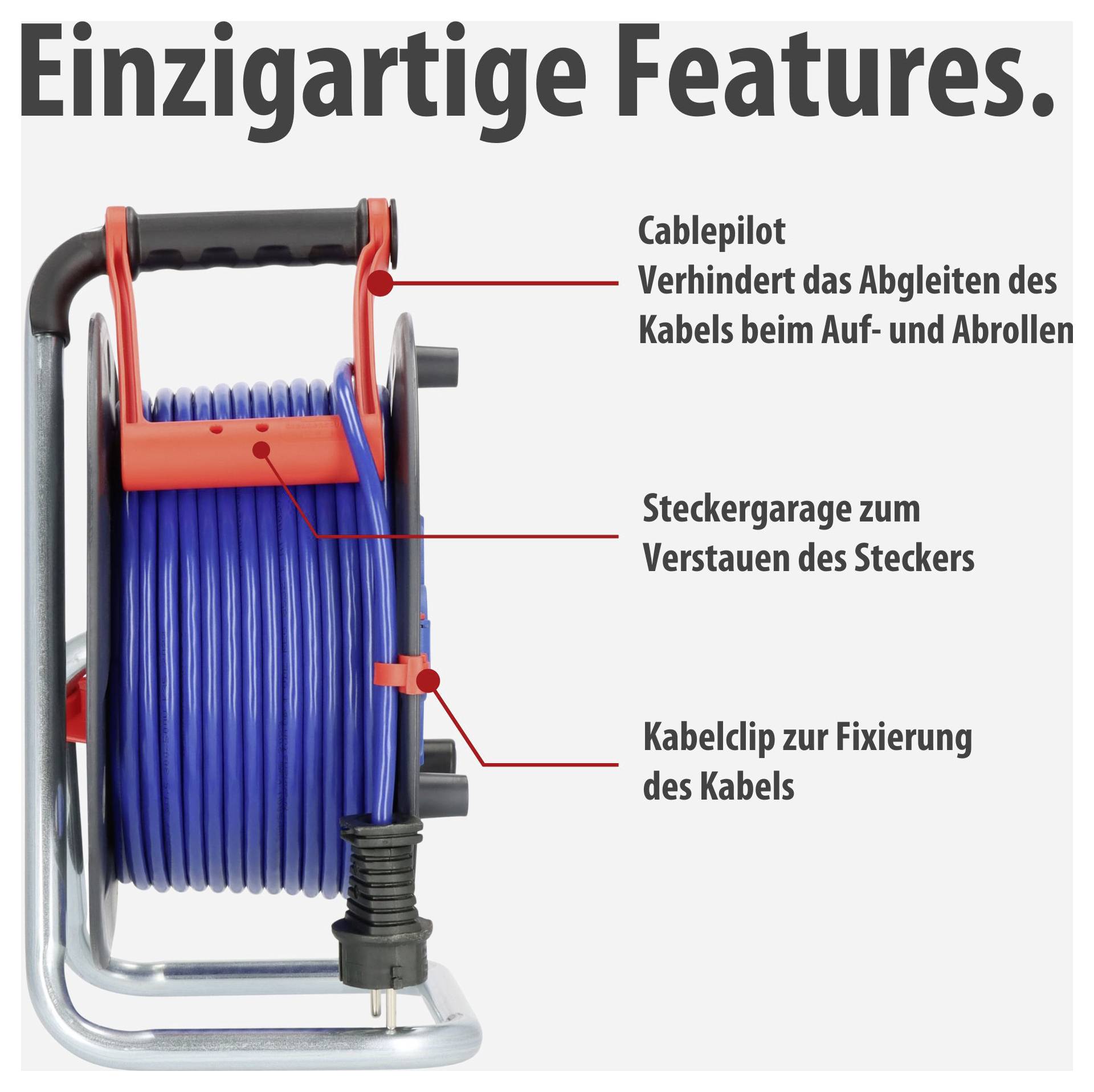 Brennenstuhl 1209830 Kabeltrommel 50 m Blau Schutzkontakt-Stecker