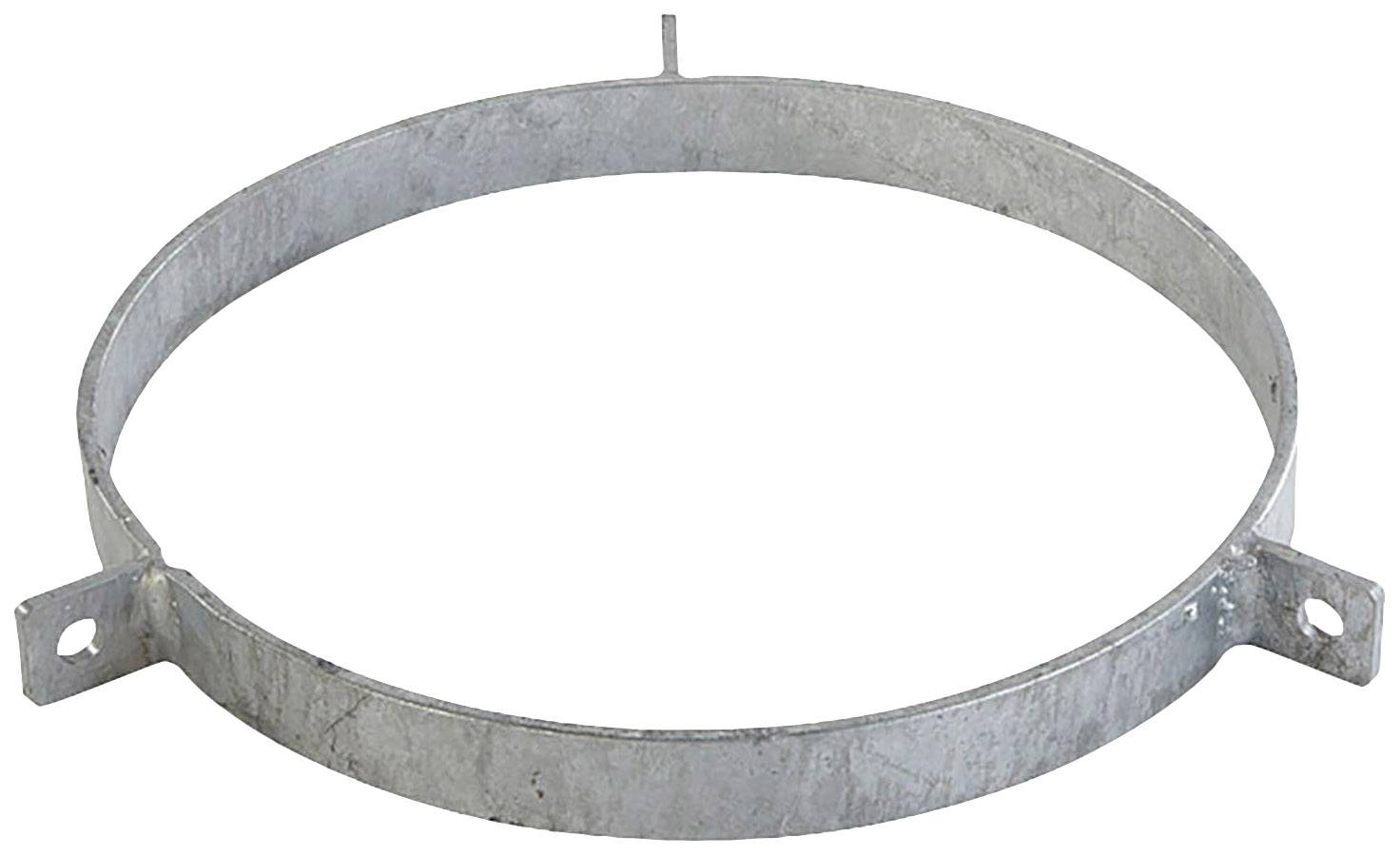 Metallischer Befestigungsring mit zwei seitlichen Befestigungslöchern, geeignet zur Montage an flachen Oberflächen.