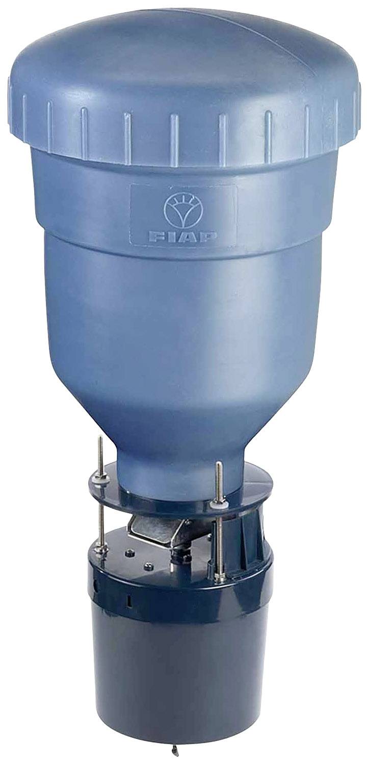 Ein blauer, zylindrischer Ventilator mit robustem Gehäuse, montiert auf einem technischen Bauteil.
