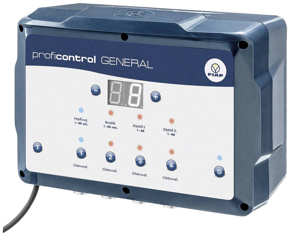 Elektronische Steuerungseinheit mit digitalem Display und vier bedienbaren Knöpfen, geeignet für verschiedene Steuerkanäle.