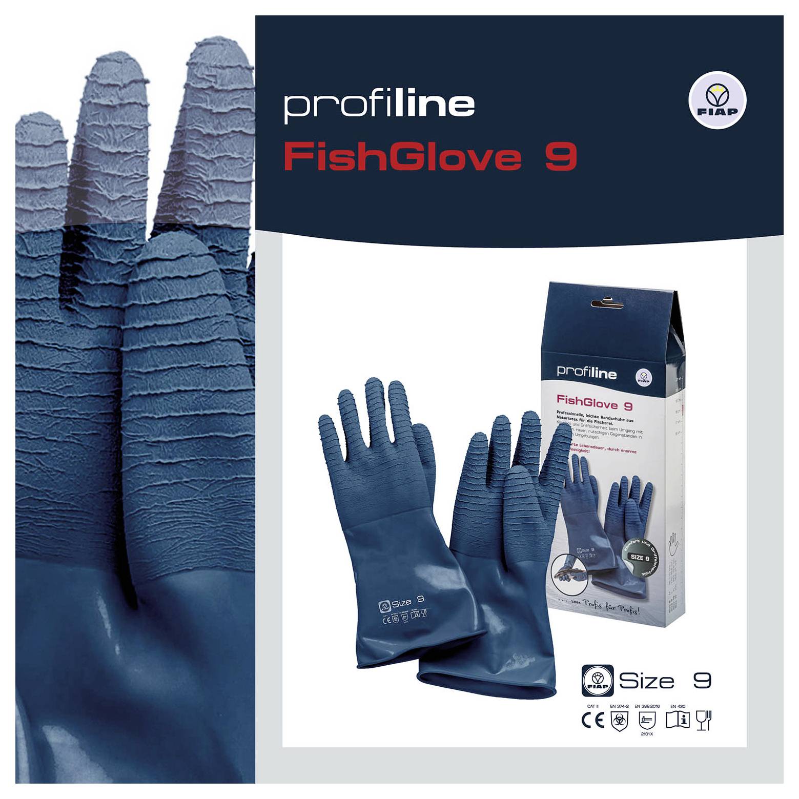 FIAP 1701 Naturlatex Fischhandschuh Größe (Handschuhe): 9 1St.