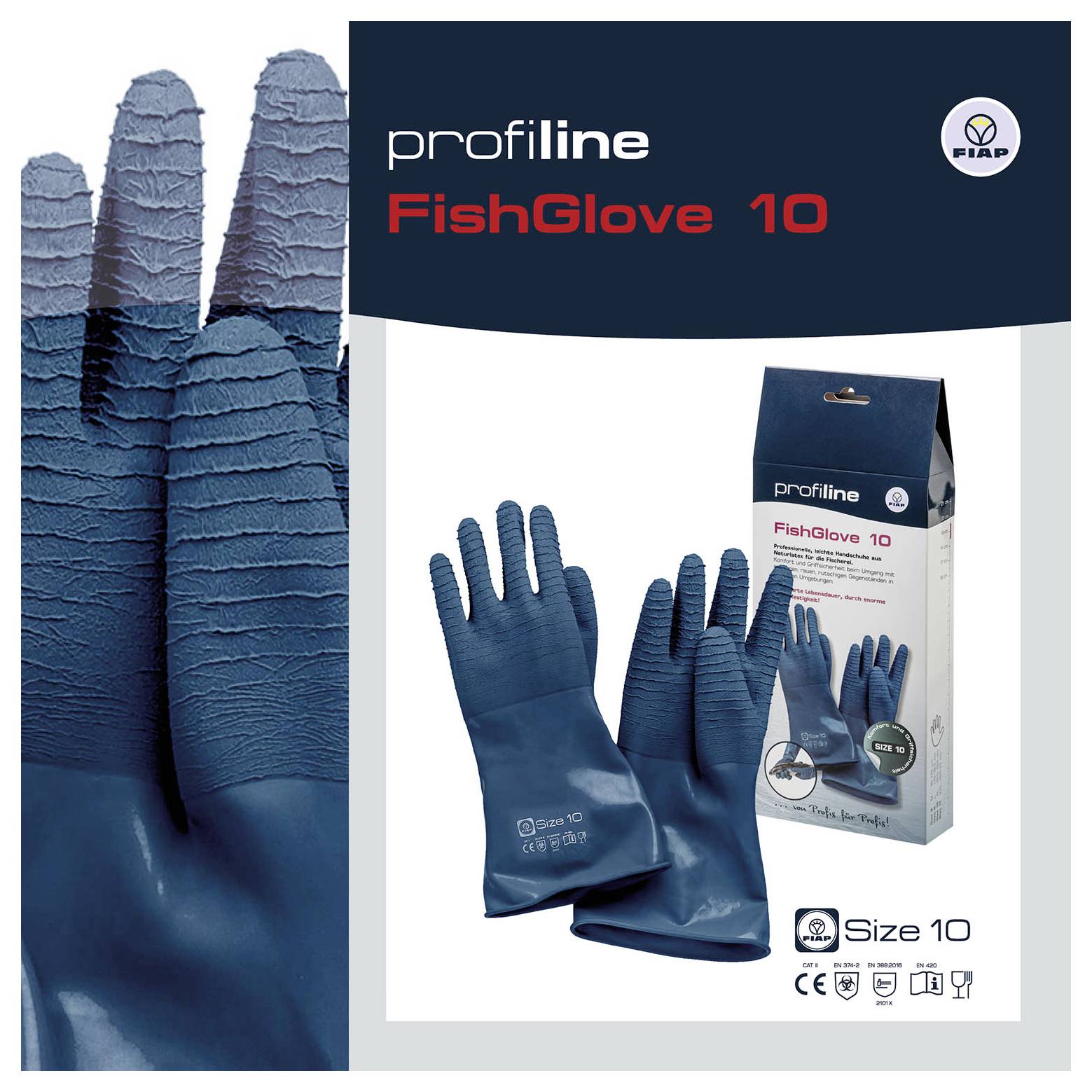 FIAP 1702 Naturlatex Fischhandschuh Größe (Handschuhe): 10 1St.