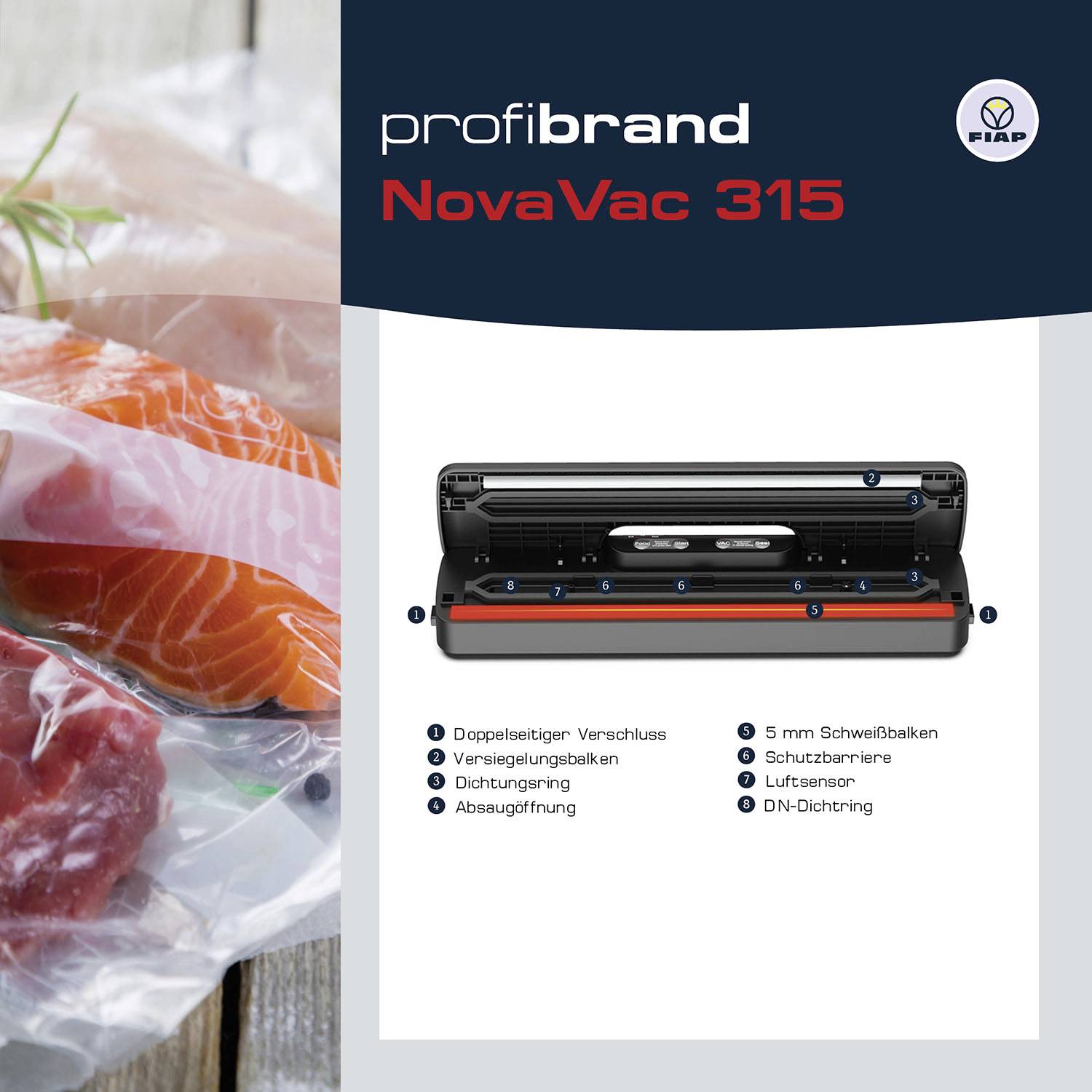 FIAP 2047 profibrand NovaVac 315 Vakuumierer (B x H x T) 360 x 85 x 50mm