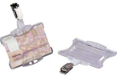 Durable 811819 Ausweishalter (B x H) 87 mm x 54 mm drehbarer Clip, kombinierbar mit Jojo, kombinierbar mit Textilband 25 St.