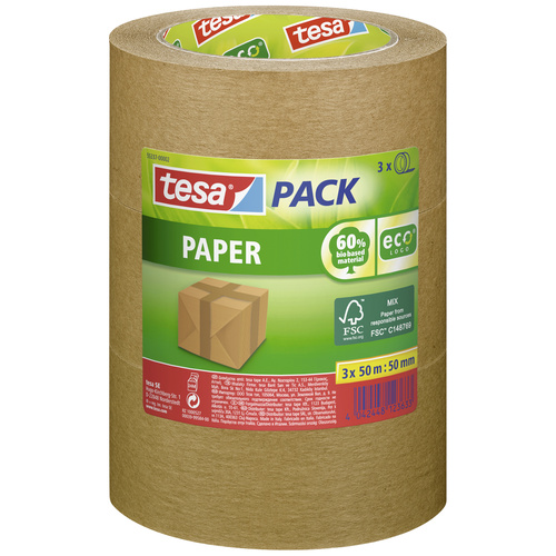 TESA PAPER 55337-00002-01 Packband tesapack® ecoLogo® Braun (L x B) 50 m x 50 mm 3 St.