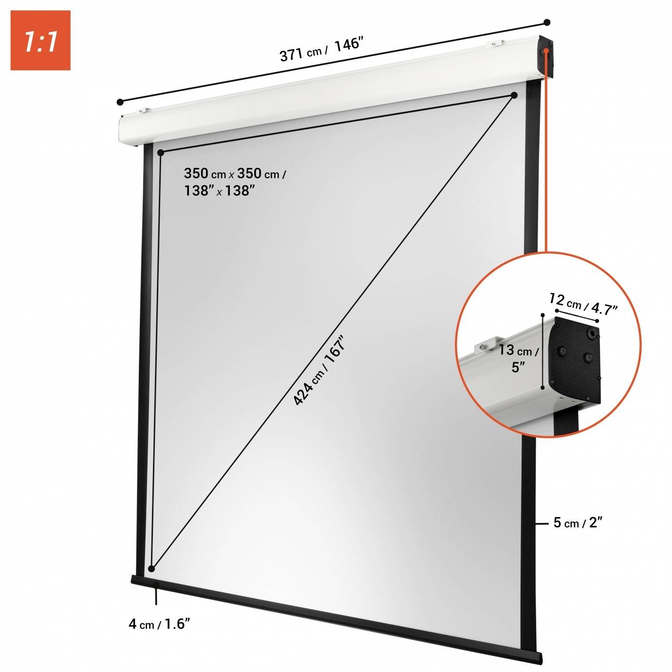 Celexon Motor Expert XL 1090215 Motorleinwand 350 x 350 cm Bildformat: 1:1