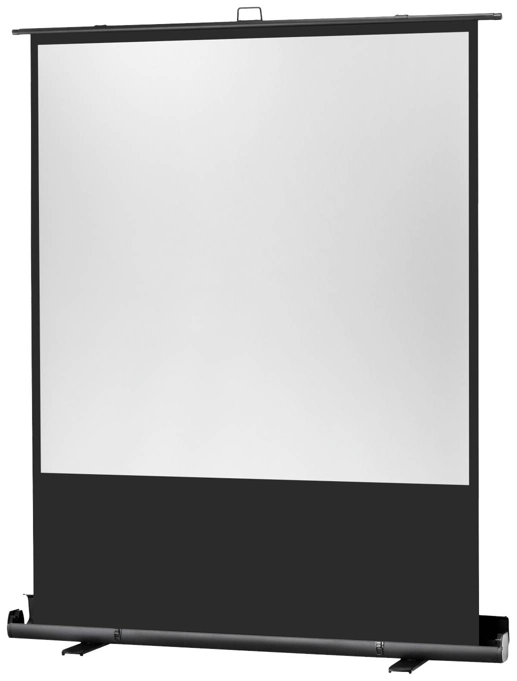 Leinwand in einem Metallrahmen, aufgestellt auf einem Bodenständer. Ideal zum Präsentieren von Projektionen oder Videos.