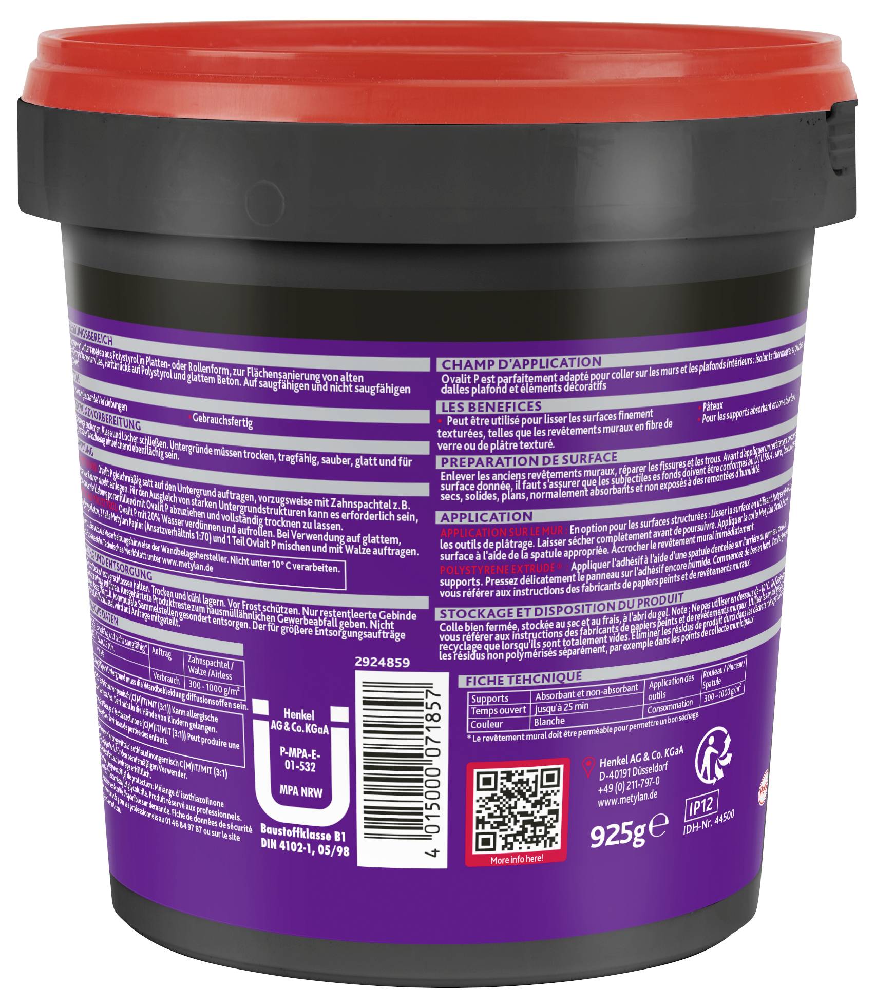 Metylan Ovalit P Styropor®-Kleber IP12 925g