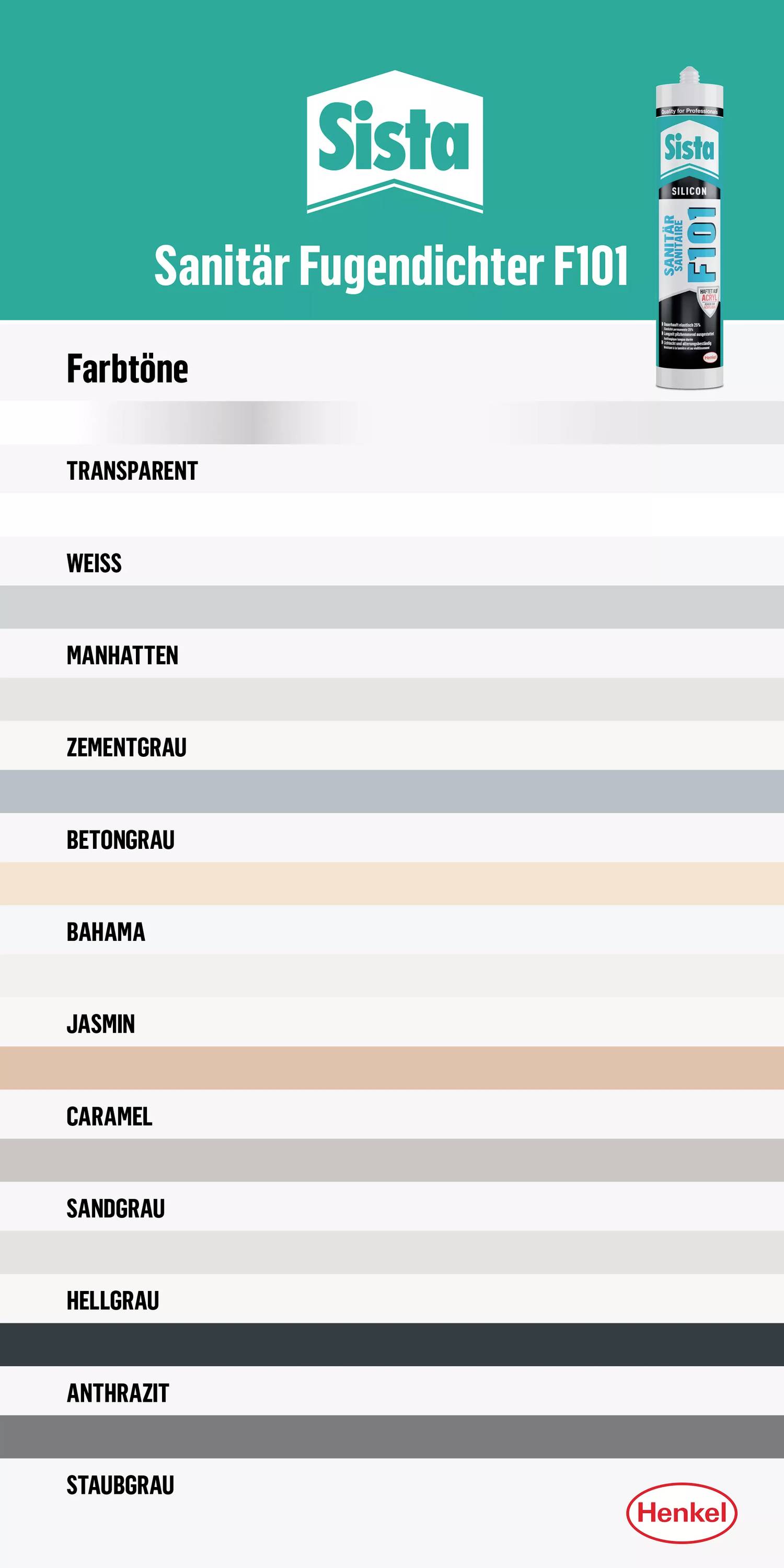 Sista F101 Sanitär-Silikon Herstellerfarbe Manhattan L21MH 300ml
