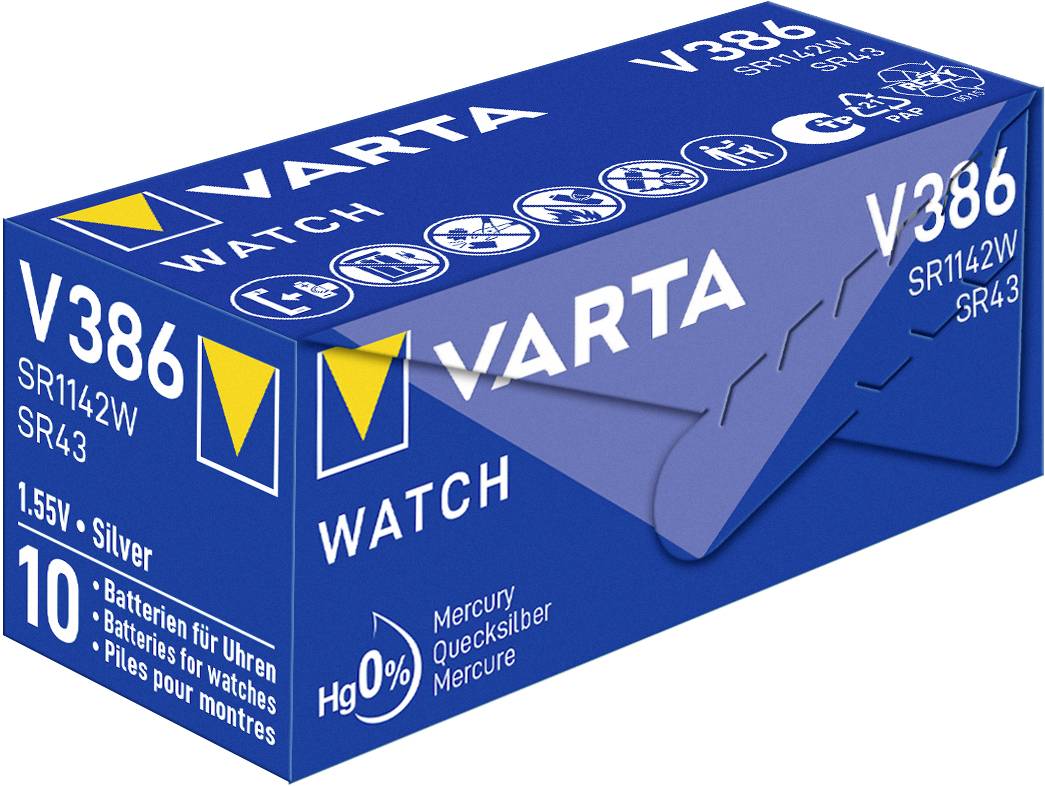 Varta Knopfzelle 386 1.55V 115 mAh Silberoxid SILVER Coin V386/SR43 NaBli 1