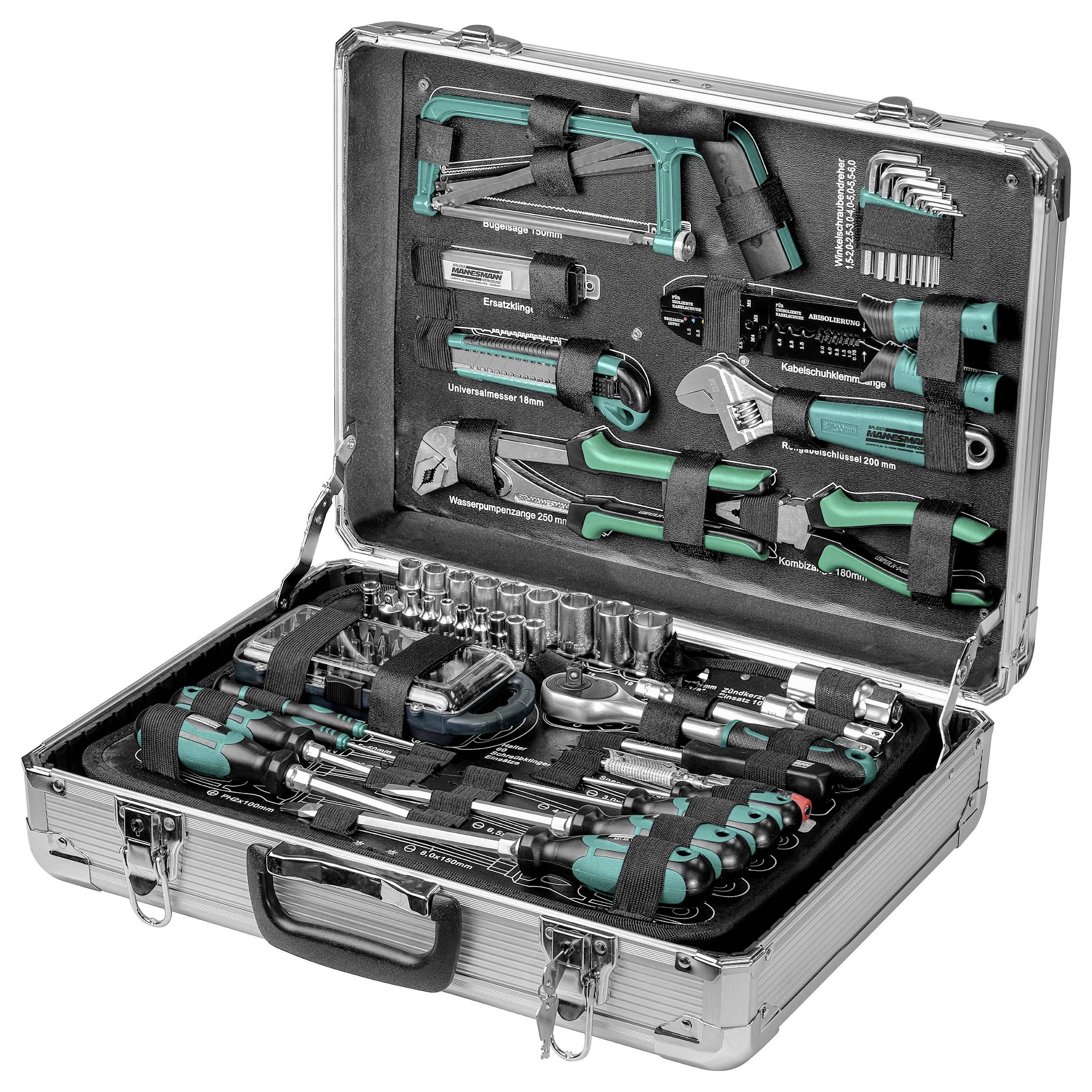 Brüder Mannesmann 29072 M29072 Heimwerker Werkzeugkoffer bestückt 124teilig