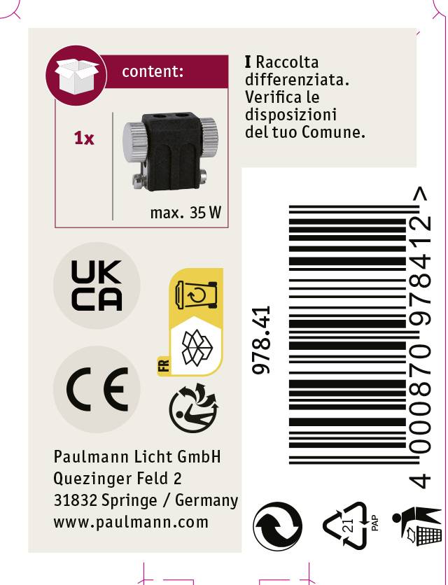 Paulmann 97841 Lampenfassung G4 12 V 35 W
