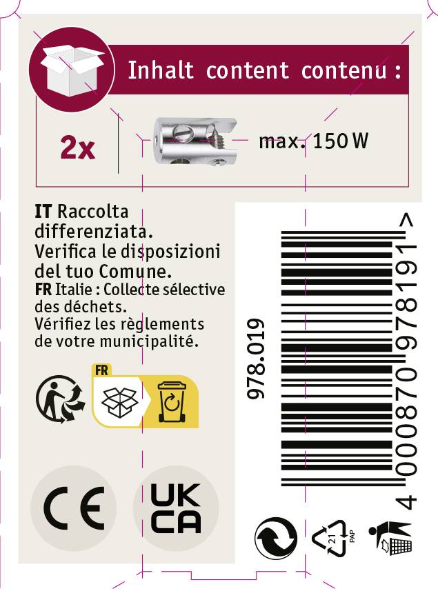 Paulmann 978019 Niedervolt-Seilsystem-Komponente Seilklotz 2er Set Chrom