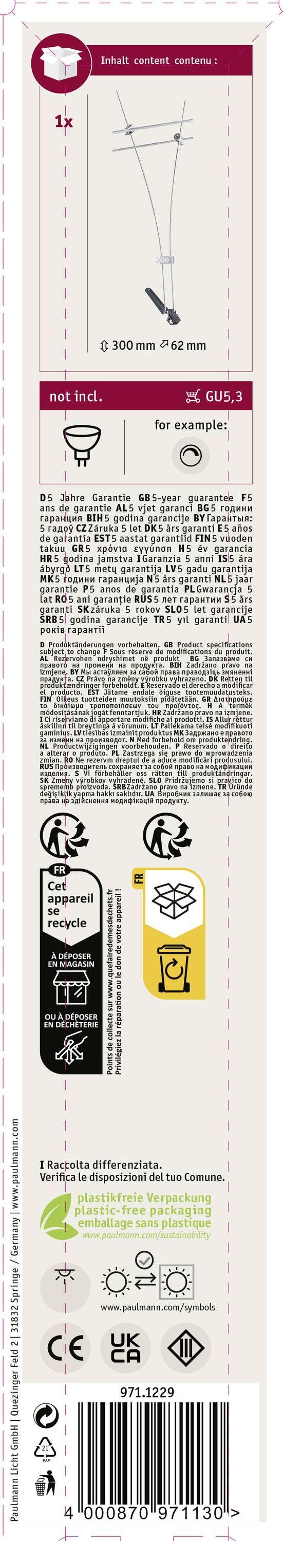 Paulmann Comet Niedervolt-Seilsystem-Leuchte GU5.3 50W Halogen Chrom