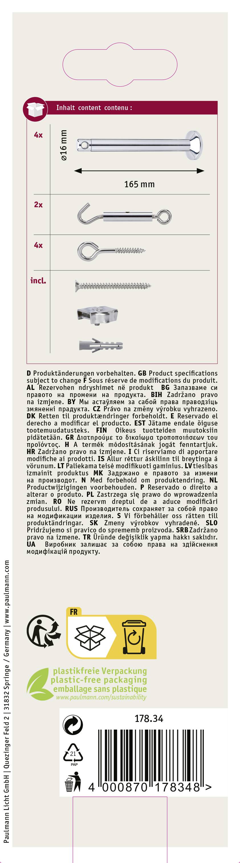 Paulmann 17834 Niedervolt-Seilsystem-Komponente Spann-Montageset Chrom