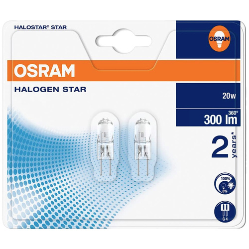 Osram Halogen EEK: G (A - G) G4 33mm 12V 20W Warmweiß Stiftsockel dimmbar 2St.
