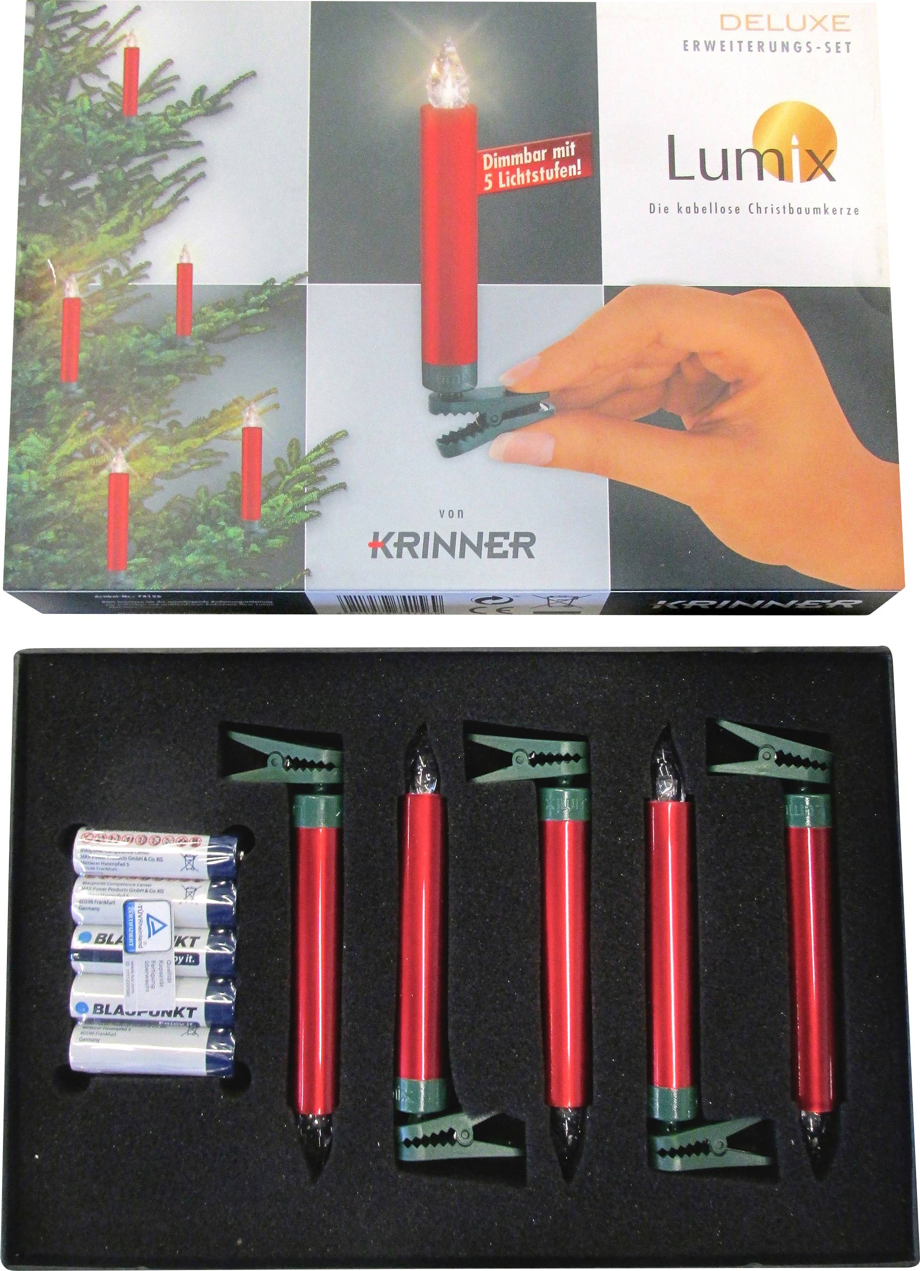 Krinner Erweiterungsset Christbaumkerzen Lumix Deluxe Rot Lichterkette SMDV