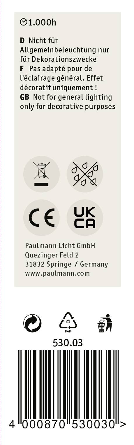 Paulmann Glühlampe 130mm 230V E14 3W Klar Kerzenform dimmbar Inhalt 1St.