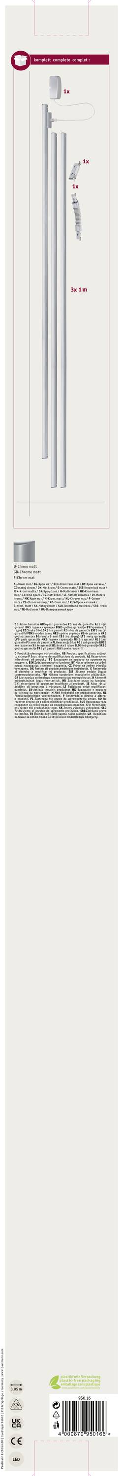 Paulmann ZUB 95016 Hochvolt-Schienensystem-Komponente Basissystem Chrom (matt)