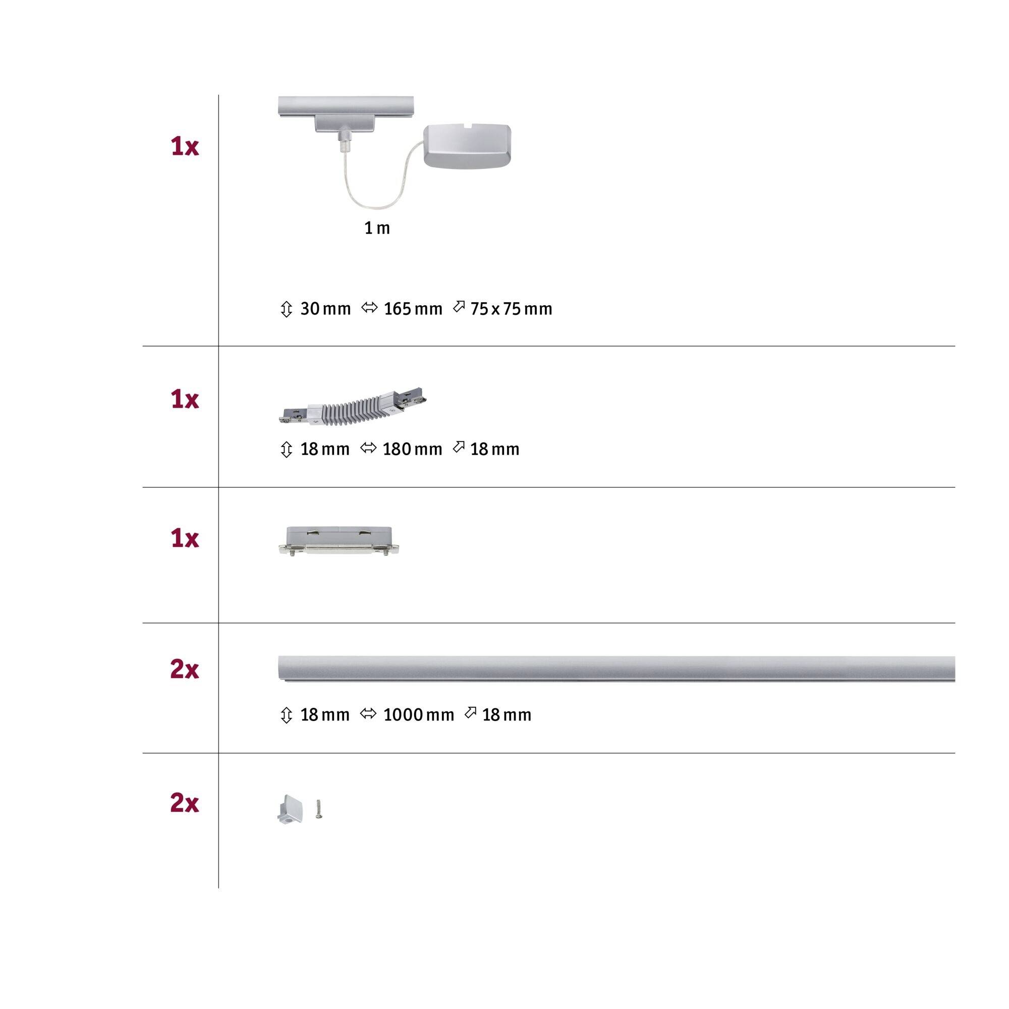 Paulmann ZUB 95016 Hochvolt-Schienensystem-Komponente Basissystem Chrom (matt)