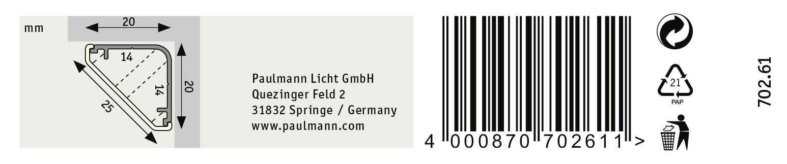 Paulmann 70261 Delta Profil-Diffusor (L x B) 200cm x 2cm 1St.