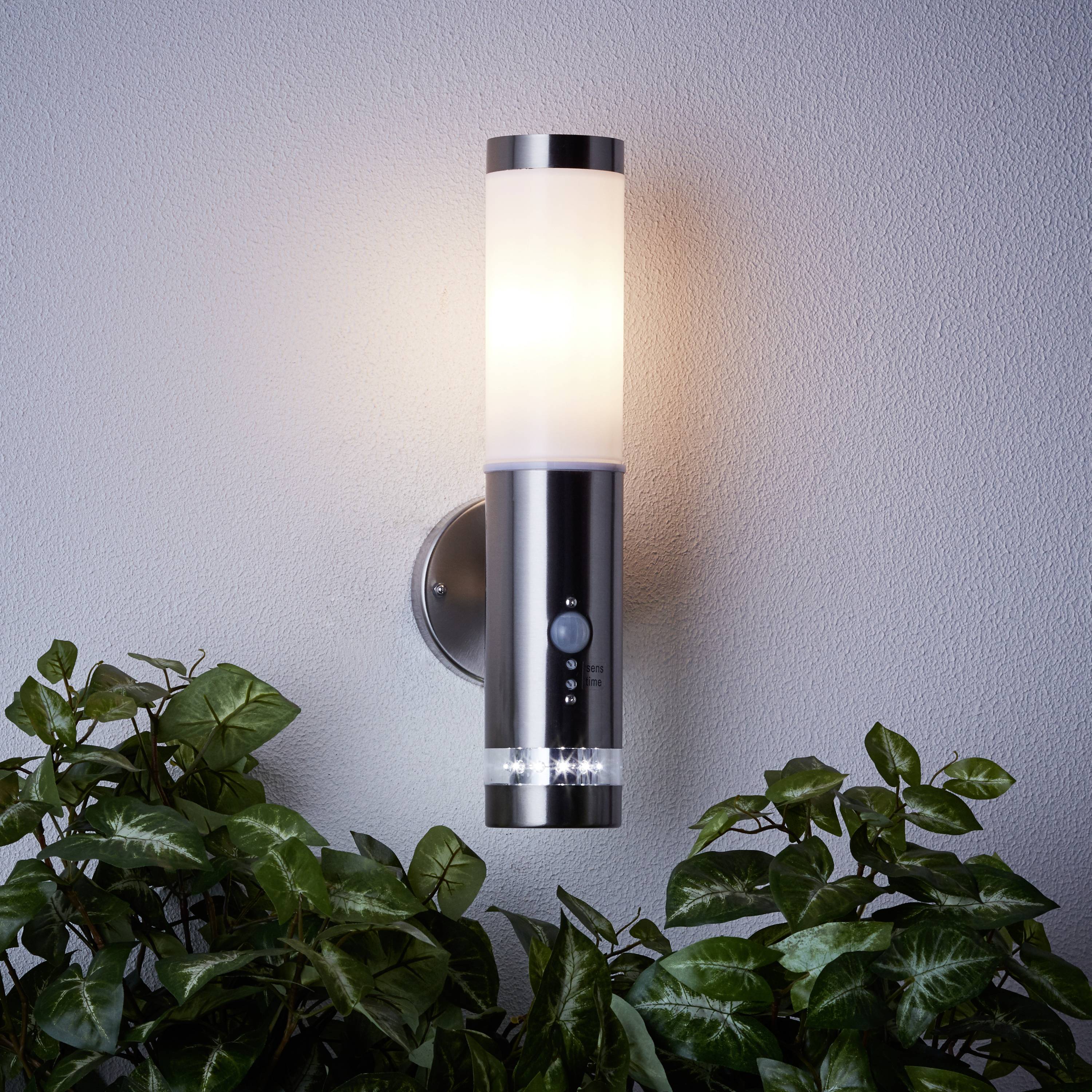 Brilliant Bole G96131/82 Außenwandleuchte mit Bewegungsmelder Halogen E27 60W Edelstahl