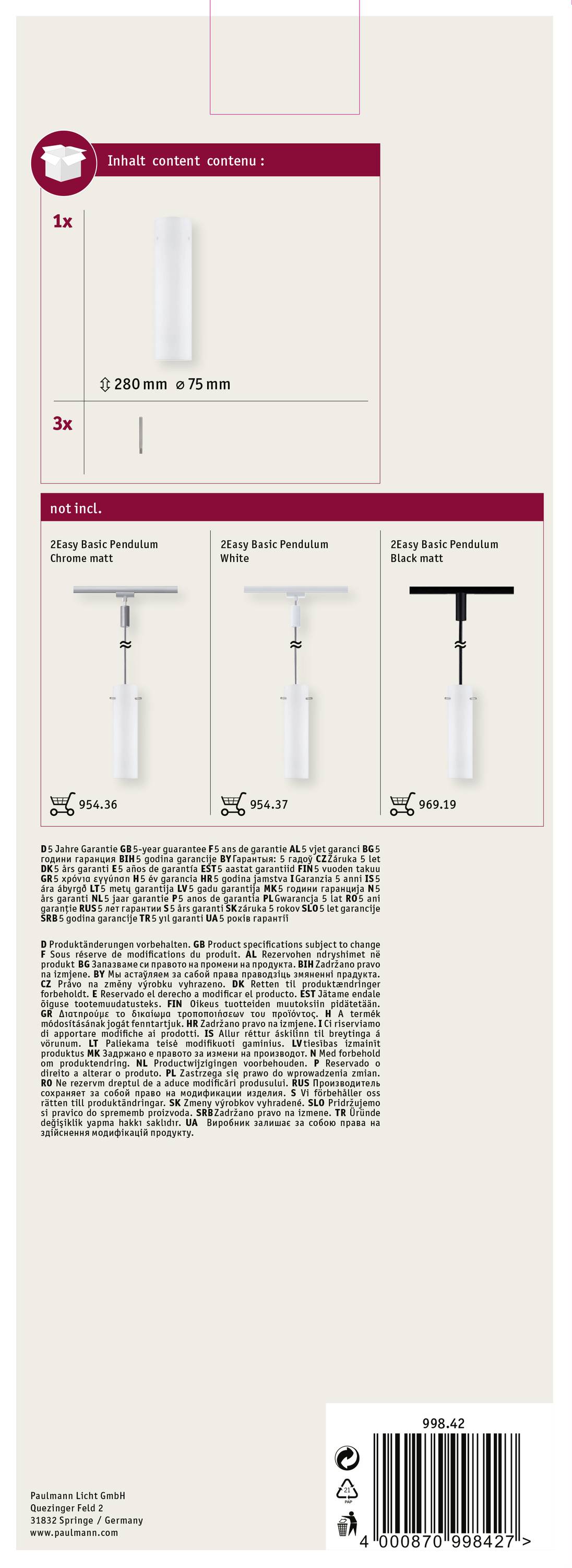 Paulmann 99842 Livo Dekoglas Opal