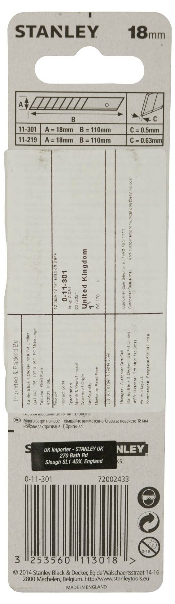 Stanley 0-11-301 Abbrechklinge 18mm Spender 10 St. 10St.