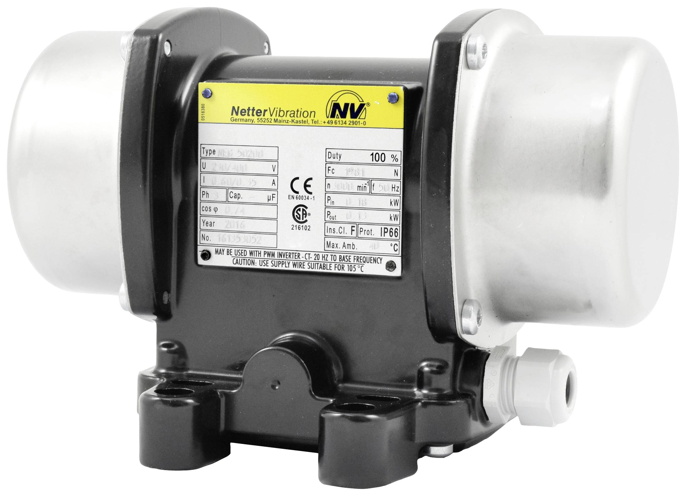 Netter Vibration NEG 50120 Elektro-Vibrator 230 V/400V 3000 U/min 1185 N 0.18kW