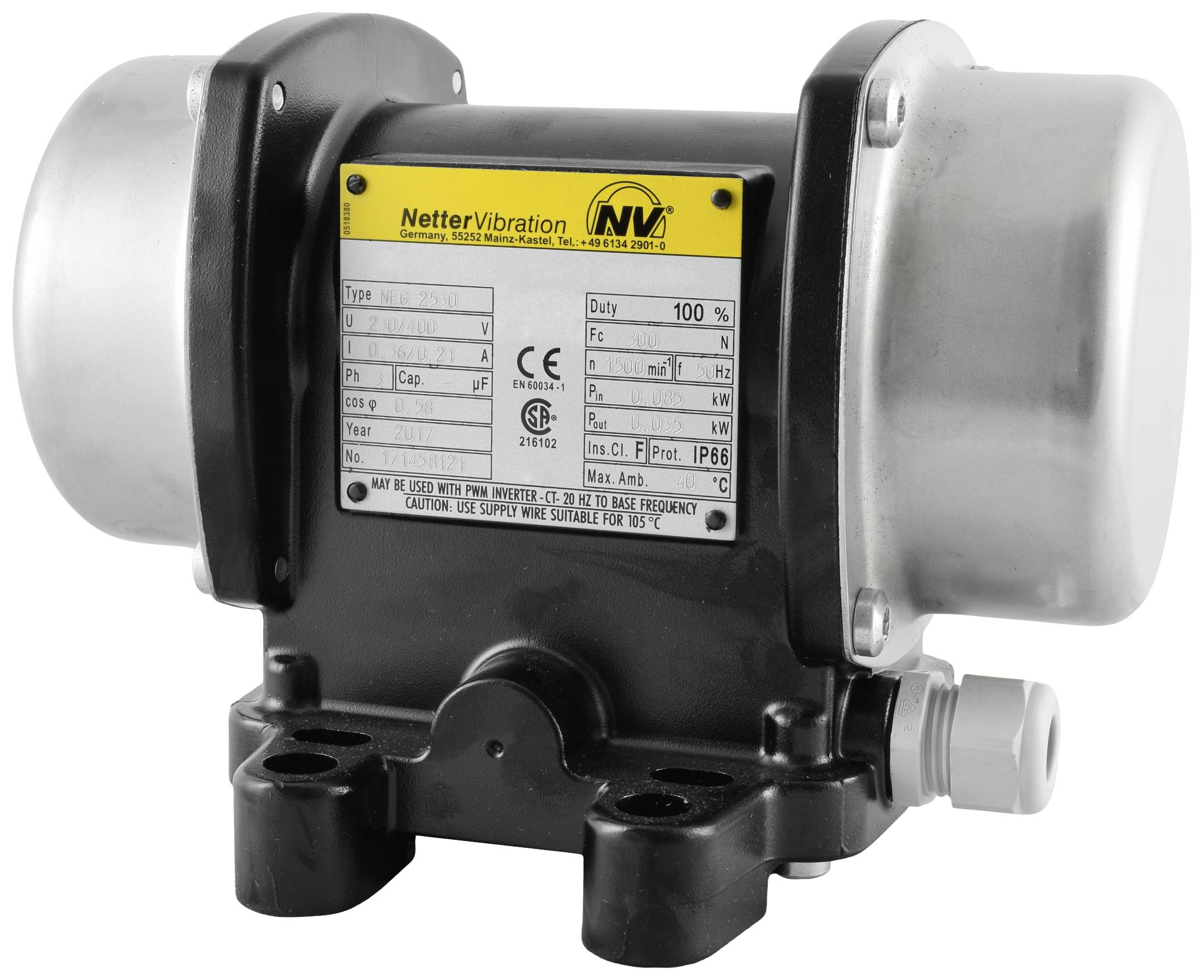 Netter Vibration NEG 2530 Elektro-Vibrator 230 V/400V 1500 U/min 296 N 0.085kW