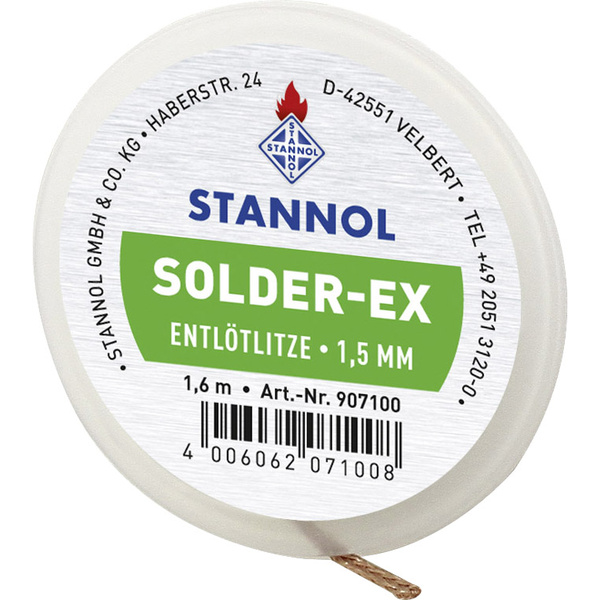 Tresse à dessouder Stannol Solder Ex Longueur 1.6 m Largeur 1.5 mm flux imprégné