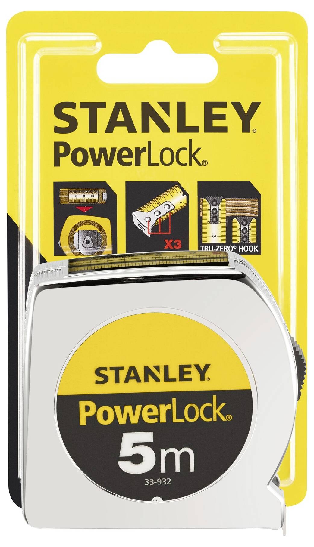 Taschenrollbandmaß PowerLock® L.5m B.19mm mm/cm EGII Ku.Sichtfenster SB STANLEY