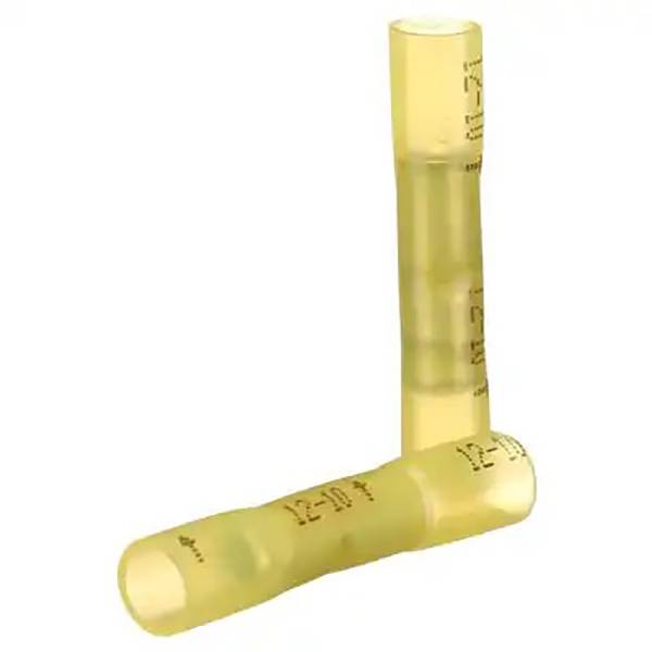 Transparente Schrumpfschläuche in L-Form, meist verwendet für Kabelverbindungen. Beschriftungen sind auf den Schläuchen sichtbar.