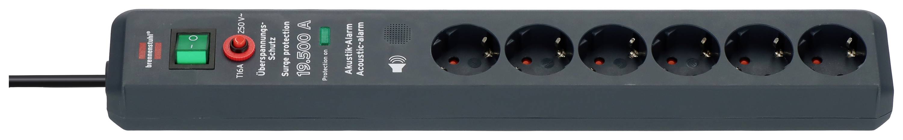 Brennenstuhl 1159540376 Überspannungsschutz-Steckdosenleiste 6fach Anthrazit Schutzkontakt 1St.