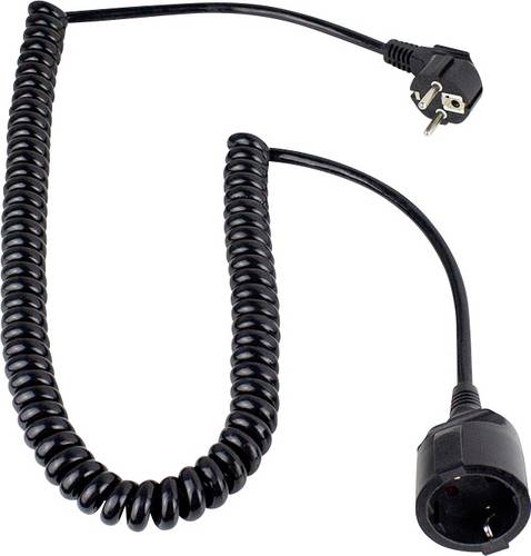 AS Schwabe 70410 Strom Verlängerungskabel 16 A Schwarz 2.50 m H05VV-F 3G 1,5 mm² Spiralkabel