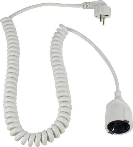AS Schwabe 70412 Strom Verlängerungskabel 16 A Weiß 2.50 m H05VV-F 3G 1,5 mm² Spiralkabel