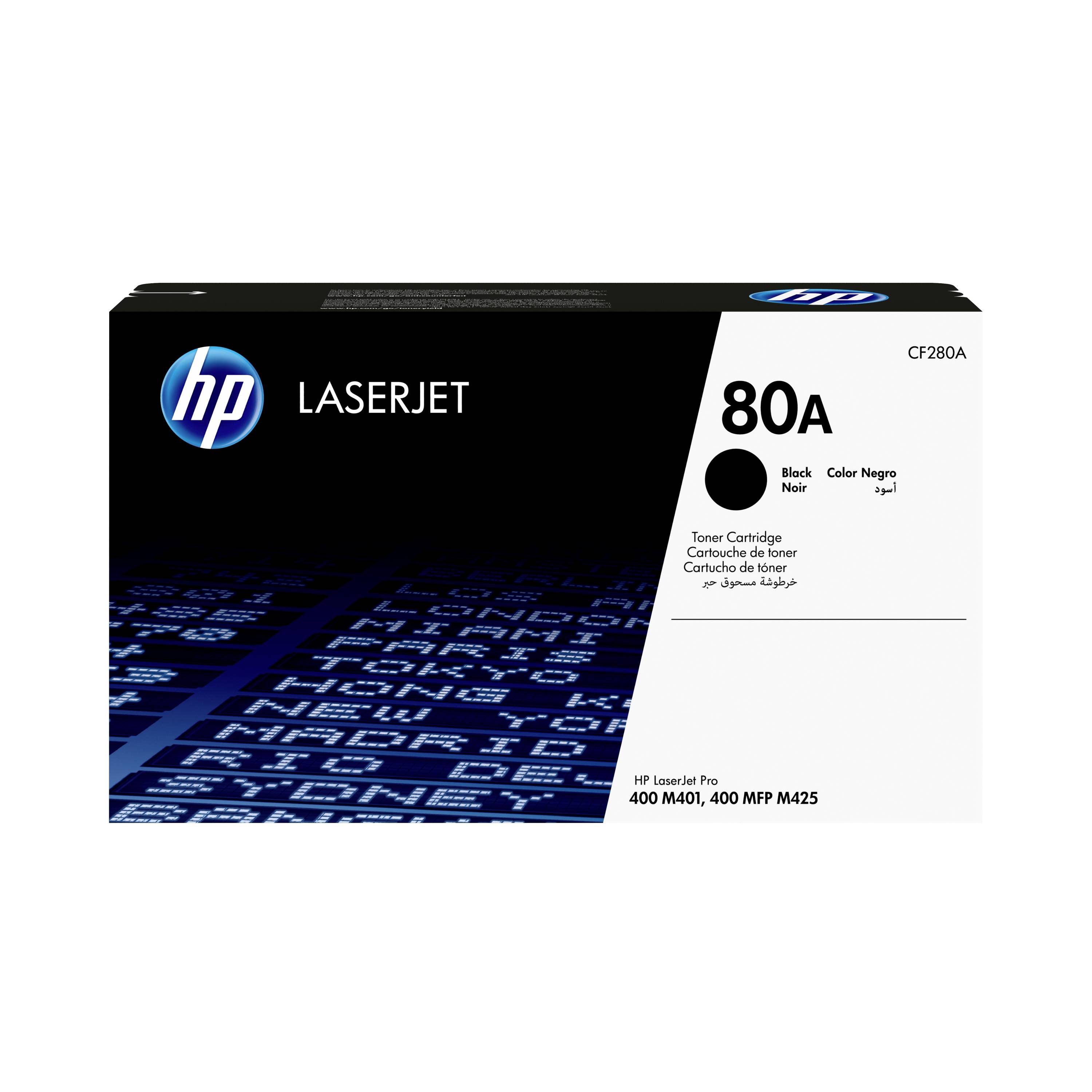 HP LaserJet 80A schwarze Tonerpatrone, Modell CF280A, für LaserJet Pro 400 M401 und M425 Drucker.