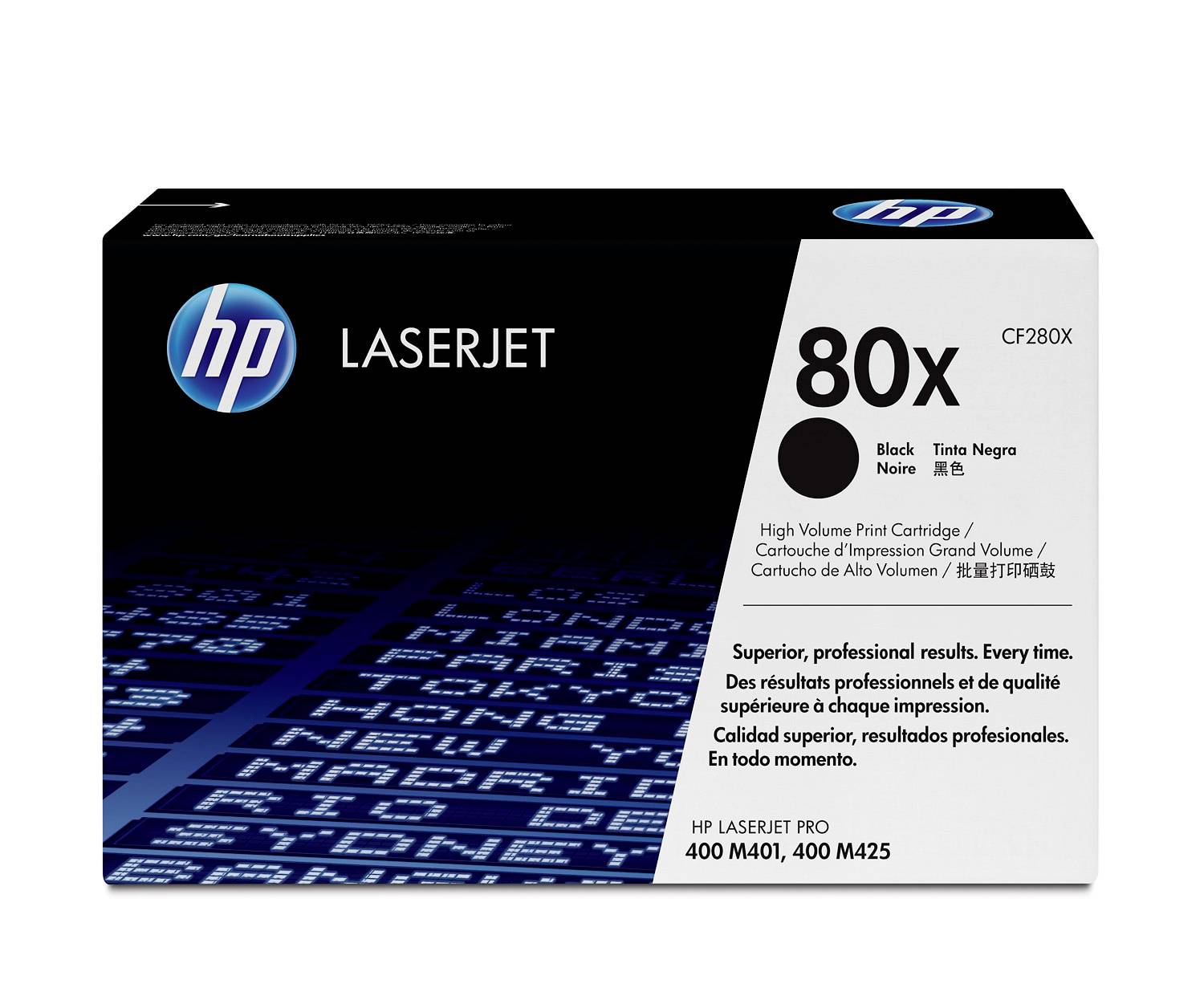 HP LaserJet 80X Schwarztoner-Patrone, Modell CF280X, für HP LaserJet Pro 400 M401 und M425 Drucker.