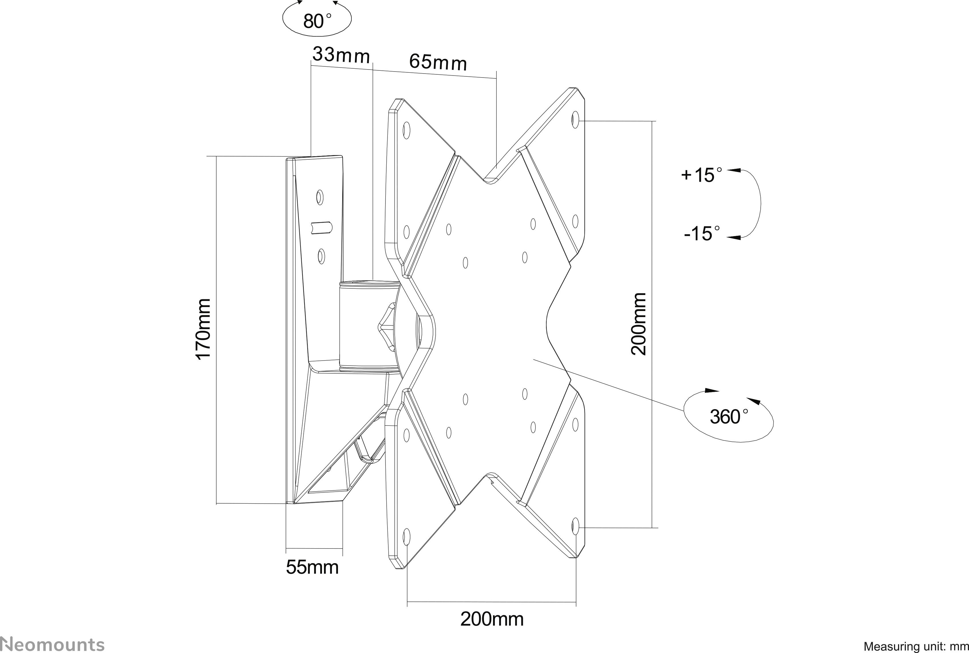 Neomounts FPMA-W815 TV-Wandhalterung 25,4cm (10") - 134,6cm (53") Neigbar+Schwenkbar, Rotierbar
