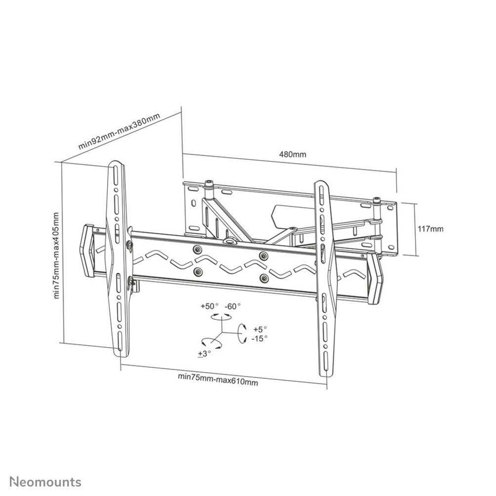 Neomounts LED-W560 TV-Wandhalterung 81,3 cm (32") - 152,4 cm (60") Neigbar, Schwenkbar