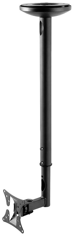 Schwarze Deckenhalterung für Fernseher oder Monitor mit verstellbarem Arm; geeignet zur Befestigung an der Decke.