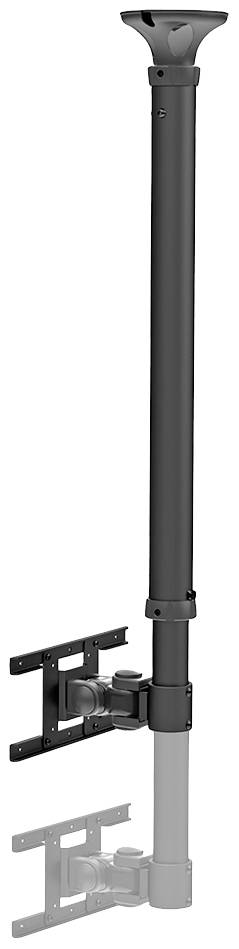 Eine Metallhalterung für Fernseher oder Monitore mit verstellbarem Arm und Deckenbefestigung. Ideal für flexible Bildschirmplatzierung.