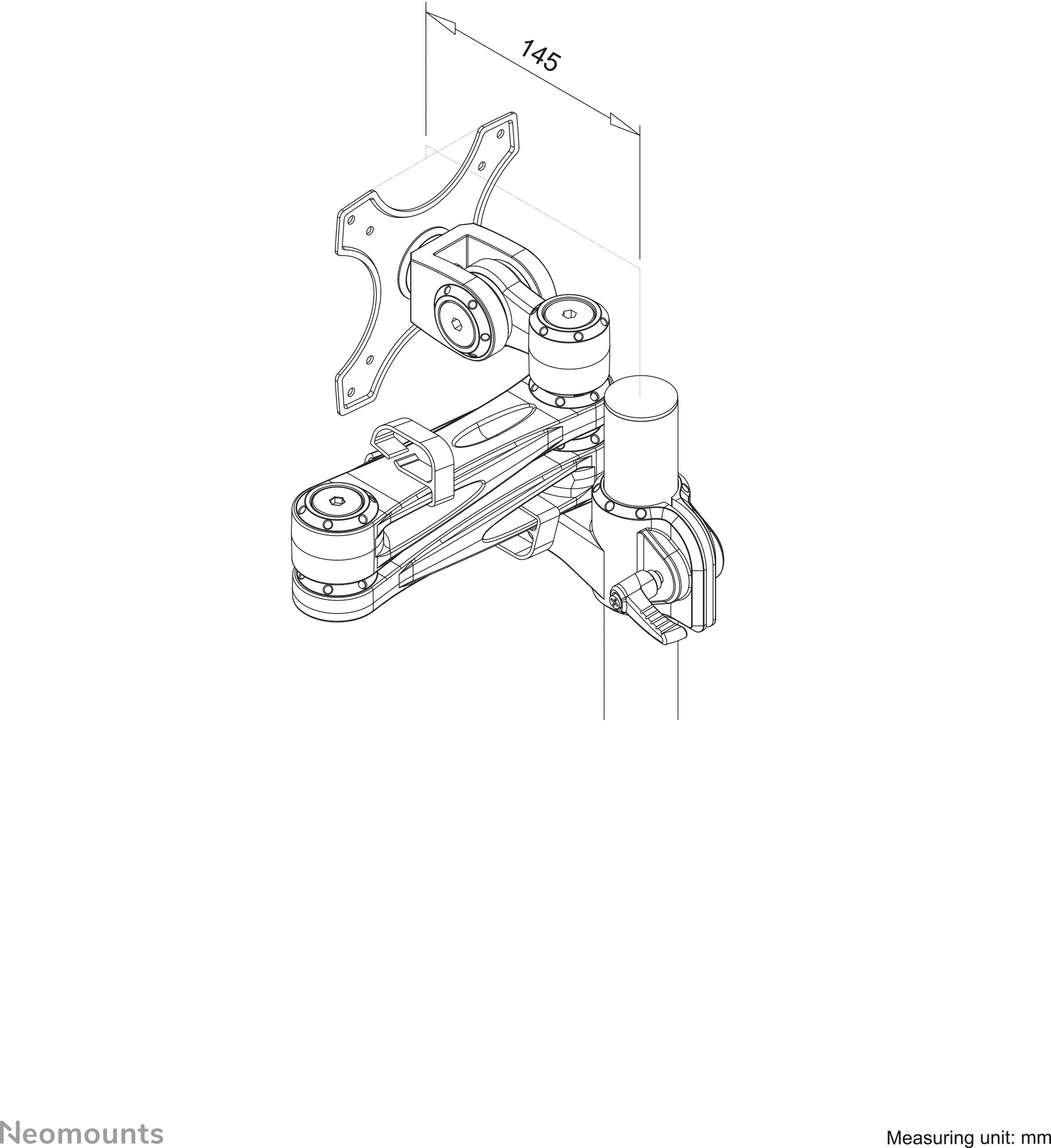 Neomounts FPMA-D935 1fach Monitor-Tischhalterung 25,4 cm (10") - 76,2 cm (30") Silber Höhenverstellbar, Neigbar, Schwenkbar, Rotierbar