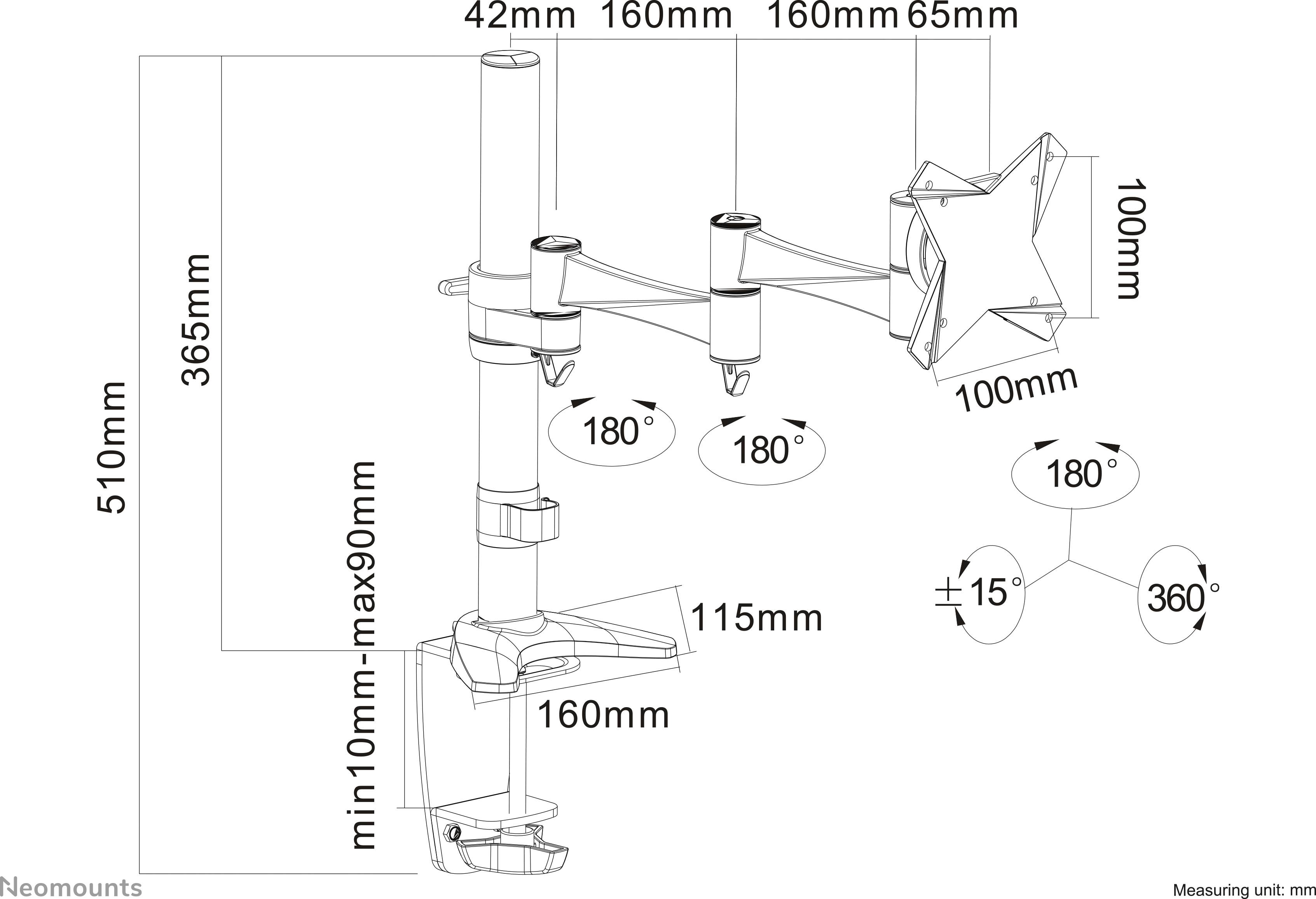 Neomounts FPMA-D1330DSILVER 2fach Monitor-Tischhalterung 25,4 cm (10") - 68,6 cm (27") Silber Höhenverstellbar, Neigbar, Schwenkbar, Rotierbar