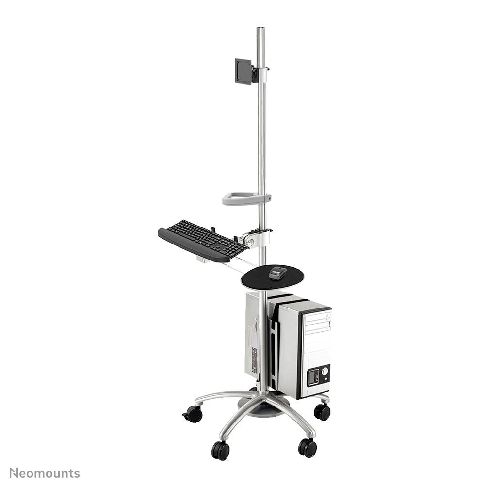 Neomounts FPMA-MOBILE1800 1fach PC-/Monitor-Rollwagen 25,4 cm (10") - 68,6 cm (27") Silber Neigbar, Schwenkbar