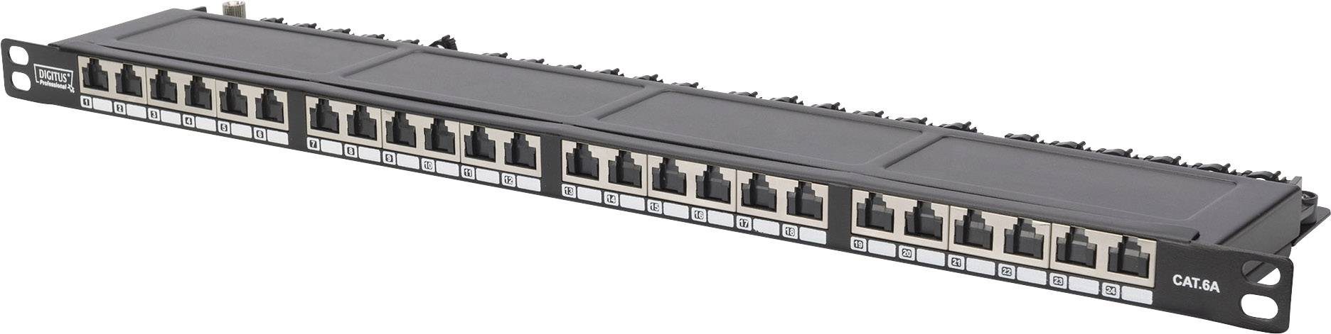 Ein 24-Port Patchpanel zur Organisation und Verwaltung von Netzwerkkabeln. Geeignet für Einbau in Serverschränke.