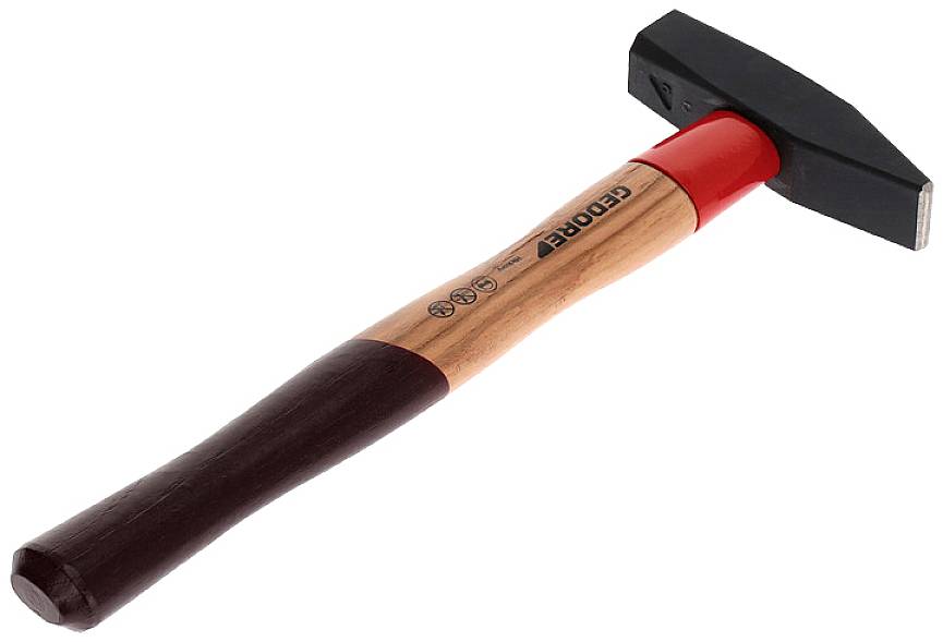 Schlosserhammer Rotband-Plus 500g Stiel-L.320mm Hickory m.Stahlschutzhülse
