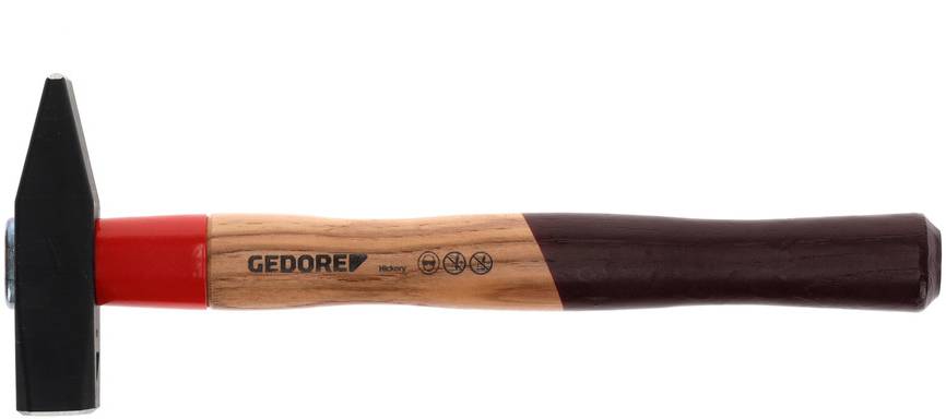 Schlosserhammer Rotband-Plus 500g Stiel-L.320mm Hickory m.Stahlschutzhülse