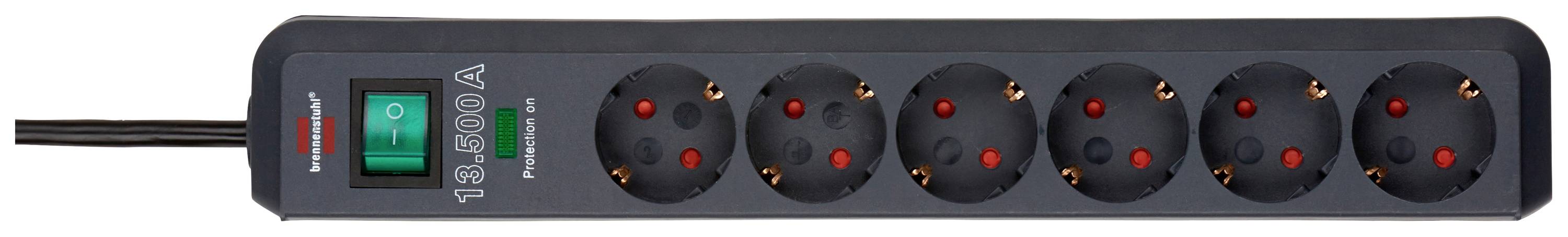 Brennenstuhl 1159700015 Überspannungsschutz-Steckdosenleiste 6fach Schwarz Schutzkontakt 1 St.